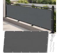 AJALGZ Brise Vue Balcon 80x500cm Anthracite, Cache Vue Balcon Imperméable & Anti-UV, Toile d'Occultation Opaque et Résistant au Vent avec Œillets, Serre-Câbles et Cordes