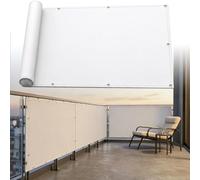 AJALGZ Brise Vue Balcon Extérieur 60x500cm - Cache Vue Impérial à l'Épreuve des Intempéries | Toile de Protection Opaque pour Terrasse & Garde-Corps, avec Œillets, Cordes et Serre-Câbles, Blanc