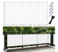 AJALGZ Brise Vue Balcon Extérieur 700x80cm Canisse Occultant Opaque, Protection Solaire UV & Vent, Cache-Vue Étanche avec Œillets et Liens de Câbles Inclus - Blanc
