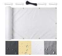 AJALGZ Cache Balcon Brise Vue 1050x140cm, Protection UV & Imperméable À l'Épreuve des Intempéries, Brise-Vue Opaque Résistant au Vent pour Terrasse, Jardin et Extérieur, Blanc