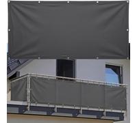 AJALGZ Cache Balcon Brise Vue Extérieur 0.5x5.5mAnthracite Toile PES Imperméable Résistant Aux Intempéries et UV, Protection Clôture Jardin avec Œillets & Serre-Câbles Inclus
