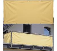 AJALGZ Cache Balcon Brise Vue Extérieur 0.85x5mJaune Toile PES Imperméable Résistant Aux Intempéries et UV, Protection Clôture Jardin avec Œillets & Serre-Câbles Inclus