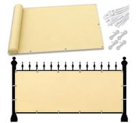 AJALGZ Cache Vue Balcon 360x290cm Résistant aux Intempéries - Brise Vue Terrasse Opaque & Anti-UV | Toile de Protection pour Balcon Extérieur et Jardin, incluant Œillets&Serre-Câbles, Jaune