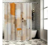 AJALGZ Ensemble de Rideau de Douche Moderne et Artistique pour Salle de Bain, dans des Tons Beige crème Doux, idéal pour Les spas et Les hôtels (182 x 198 cm/Lavable).