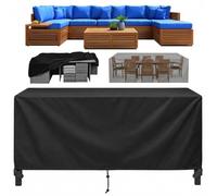 AJALGZ Housse de Protection Couverture pour Meubles de Jardin 190x115x60cm Imperméable 420D Oxford Bâche Protection Salon de Jardin Résistance au Vent Rectangulaire Housse Table de Exterieur, Noir
