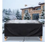 AJALGZ Housse de Protection Salon de Jardin 135x135x70cm, Bâche Table Extérieure 420D Oxford Imperméable Anti-UV, Housse pour Meubles de Jardin et Ensemble Table et Chaises Rectangulaire, Noir