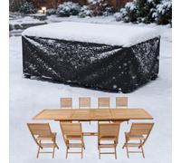 AJALGZ Housse de Table de Jardin 229x147x71cm Housse pour Mobilier de Jardin, Imperméable 420d Oxford Tissu Bache Protection Exterieur ,Coupe-Vent, Anti-UV, Anti-Poussière, Rectangulaire, Noir