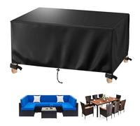 AJALGZ Housse de Table de Jardin 400x360x75 cm | Bâche de Protection Extérieure Imperméable Pluie et Neige | Toile Oxford 420D Étanche, Anti-UV et Coupe-Vent pour Mobilier, Noir