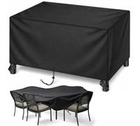 AJALGZ Housse de Table de Jardin Exterieur 370x115x60 cm 420D Tissu Oxford Housses de Meubles de Jardin Rectangulaire bache protection table exterieur Imperméable, Coupe-Vent, Anti-UV, Nior