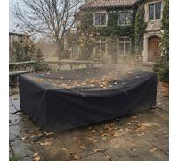 AJALGZ Housse de Table de Jardin Exterieur Imperméable 345x230x110 cm | Bâche Protection Salon de Jardin Oxford 420D | Housse Extérieure Rectangulaire Résistance au Froid et au Vent, Noir