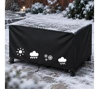AJALGZ Housse de Table Jardin 220x220x85cm Housse pour Salon de Jardin Imperméable Tissu Indéchirable 420D Oxford Bâche de Protection Table Rectangulaire, Anti-UV Antipoussière, Noir