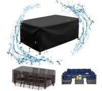 AJALGZ Housse pour Salon de Jardin Housse Protection Table Jardin 220x140x45cm/LxWxH Tissu Oxford 420D, étanche Coupe-Vent Housse Exterieure Mobilier Jardin Housse Salon de Jardin Exterieur-Noir