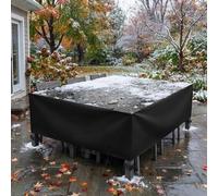 AJALGZ Housse Protection Table Jardin 345x255x90 cm Housse de Meubles de Jardin，Imperméable Bache Protection Table de Jardin Anti-UV Coupe-Vent Résistant Au Froid avec Boucle Verrouillage, Noir