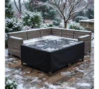 AJALGZ Housse Salon de Jardin Exterieur 218x218x218 cm, Bache de Table Protection Imperméables Housse Meuble Jardin Exterieur Anti-UV, Résistance au Vent avec Corde et Boucle Verrouillage, Noir