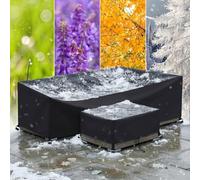 AJALGZ Housse Salon de Jardin Exterieur 345x230x35 cm Résistant 420D Oxford Tissu Imperméable Housse de Table de Jardin, Bache de Protection pour Ensemble Table et Chaises de Jardin, Canap en Rotin