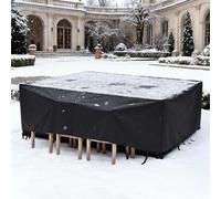 AJALGZ Housse Salon de Jardin Exterieur Imperméable 340x190x20cm Housse Table de Jardin, Oxford 420D Résistant à la Vent Pluie UV Déchirure Indéchirable Bache de Protection Exterieur, Noir