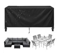 AJALGZ Housse Table de Jardin 270x115x60cm, Housse Salon de Jardin Rectangulaire Imperméable Anti-UV en Tissu Oxford Anti-déchirure, Bâche de Protection pour Mobilier et Meubles de Jardin, Noir