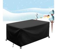 AJALGZ Housse Table Jardin Rectangulaire 275x150x85cm/LxlxH Housse Table de Jardin,Bâche Salon de Jardin Extérieur Tissu 420D Oxford Housse de Protection Salon de Jardin Bâche Table Jardin-Noir