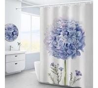 AJALGZ Rideau de Douche à Fleurs d'hortensia Violet, Paysage, Plante, Rideaux de Salle de Bain en Polyester imperméable, écran de Bain, décor, Largeur x Hauteur:137,16x213,36 cm