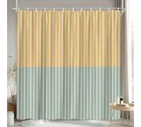 AJALGZ Rideau de Douche à Rayures Vintage - Rayures Verticales Beiges et Turquoise, avec Crochets - Décoration de Salle de Bain Classique et Moderne (205 x 155 cm/Décoration automnale)