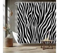 AJALGZ Rideau de Douche à Rayures zébrées Noires et Blanches audacieuses, Style Minimaliste Moderne, en Polyester, pour Salle de Bain, Style Rustique (200 x 255 cm/Lavable en Machine)