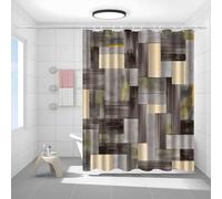 AJALGZ Rideau de Douche géométrique Abstrait Moderne Beige/Marron/Gris/Noir/doré, Rideau de Salle de Bain Contemporain pour préserver l'intimité (71 x 183 cm/pour Salle d'eau)