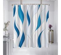 AJALGZ Rideau de Douche imperméable à imprimé Abstrait Bleu, cloison de Douche Suspendue avec Crochets, Plusieurs Tailles (180 x 155 cm/Décoration d'automne)
