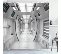 AJALGZ Rideau de Douche Spatial Vaisseau Spatial Station Spatiale Salle de contrôle élément de Science-Fiction rideauxde Salle de Bain WxH:65 "x94 (165,1x238,76 cm) Rideau de Douche Long