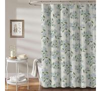 AJALGZ Rideau de Douche Vintage en Lin à Motif Floral, imprimé Floral Ancien, décoration de Salle de Bain bohème Traditionnelle et Neutre avec Crochets (260 x 200 cm/Extra Long)