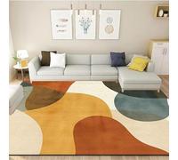 AJALGZ Tapis Modernes et épurés pour Salon, Chambre à Coucher, Tapis Abstraits à Blocs Orange et Bleus, Grand Tapis de Jeu pour Enfants, antidérapant (120 x 170 cm/Durable)