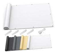 AJALGZ Toile Brise Vue Balcon 80x100cm Imperméable - Cache Vue Opaque & Protection Balcon Anti-UV | Résistante au Vent pour Clôture, Terrasse et Jardin, avec Oeillets et Serre-Câbles, Blanc