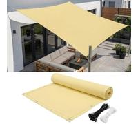 AJALGZ Toile d'ombrage Rectangulaire 0,5x14,5m Imperméable & Anti-UV Voile Solaire Déperlante avec Œillets Renforcés, Fixation Cordes & Colliers pour Patio, Jardin, Pergola, Jaune