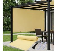 AJALGZ Voile d'ombrage 1x14m Rectangulaire Imperméable, Toile Solaire Anti-UV Résistante, Brise-Vue Extérieur avec Œillets, Cordes & Serre-Câbles pour Jardin, Terrasse, Pergola, Cour, Jaune