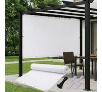 AJALGZ Voile d'ombrage 2.74x4.57m Rectangulaire Imperméable, Toile Solaire Anti-UV Résistante, Brise-Vue Extérieur avec Œillets, Cordes & Serre-Câbles pour Jardin, Terrasse, Pergola, Cour, Blanc