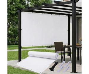 AJALGZ Voile d'ombrage 2.74x4.57m Rectangulaire Imperméable, Toile Solaire Anti-UV Résistante, Brise-Vue Extérieur avec Œillets, Cordes & Serre-Câbles pour Jardin, Terrasse, Pergola, Cour, Blanc