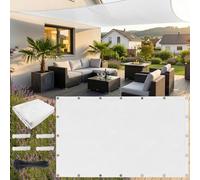 AJALGZ Voile d'ombrage Rectangulaire 1.6x5m Imperméable & Robuste, Tissu Polyester Protection 95% UV, Filet Solaire avec Œillets Résistants pour Garde-Corps de Balcon, Terrasse, Jardin, Blanc