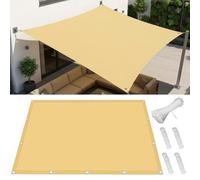 AJALGZ Voile d'ombrage Rectangulaire 1x14m, Imperméable & Anti-UV, Toile d'ombrage Robuste avec Œillets, Cordons et Attaches pour Terrasse, Jardin, Balcon, Installation Facile, Jaune