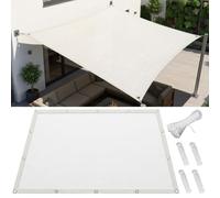 AJALGZ Voile d'ombrage Rectangulaire 2.8x4.8m, Imperméable & Anti-UV, Toile d'ombrage Robuste avec Œillets, Cordons et Attaches pour Terrasse, Jardin, Balcon, Installation Facile, Blanc