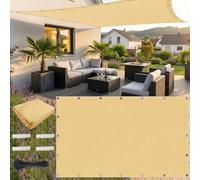 AJALGZ Voile d'ombrage Rectangulaire 4.5x5.5m Imperméable & Robuste, Tissu Polyester Protection 95% UV, Filet Solaire avec Œillets Résistants pour Garde-Corps de Balcon, Terrasse, Jardin, Sable