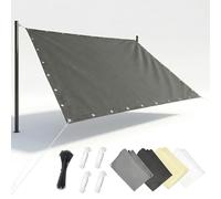 AJALGZ Voile d'ombrage rectangulaire 5.2x5.5m Toile Ombrage Imperméable Filet d'ombrage Extérieur avec Oeillets et Cordons pour Patio Jardin Terrasse Balcon Pergola Extérieur - Gris Anthracite