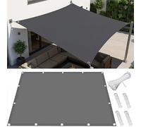 AJALGZ Voile ombrage rectangulaire 5.9x9.6m Imperméable 95% Protection UV Toile d'ombrage Polyester aux déchirures avec Cordes Fixes pour Jardin Terrasse Balcon Patio Pergola, Gris Anthracite