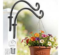 AJART - Lot de 2 supports pour plantes à suspendre - 30,5 cm - supports plus stables et robustes - noir