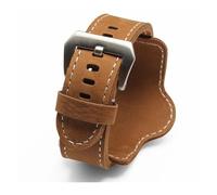 AJASMKLX Bracelet de montre en cuir for hommes, manchette de qualité, 20mm, 22mm, 24mm, 26mm, noir et marron, ceinture de Style décoratif(Black silver buckle,24mm)