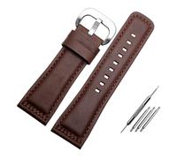 AJASMKLX Bracelet de montre en cuir for hommes, Vintage Diesel, grande taille, riveté en métal, 28mm, adapté for Seven Friday P1/2 Q2/03/M2/M021 T2(C-Dark brown-silver)