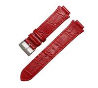 AJASMKLX Bracelet de montre en cuir véritable bombé de 14 mm, adapté for Swarovski 5027127 5027131 5080602 5096008, bracelet de mode, accessoires for femmes(Red-silver)