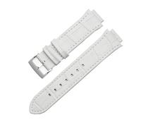 AJASMKLX Bracelet de montre en cuir véritable bombé de 14 mm, adapté for Swarovski 5027127 5027131 5080602 5096008, bracelet de mode, accessoires for femmes(White-silver)