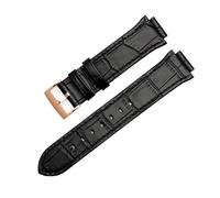 AJASMKLX Bracelet de montre en cuir véritable bombé de 14 mm, adapté for Swarovski 5027127 5027131 5080602 5096008, bracelet de mode, accessoires for femmes(Black-rose gold)