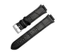AJASMKLX Bracelet de montre en cuir véritable bombé de 14 mm, adapté for Swarovski 5027127 5027131 5080602 5096008, bracelet de mode, accessoires for femmes(Black-silver)