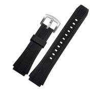 AJASMKLX Bracelet de montre en résine noir for hommes, adapté for CASIO Edifice 5119 EF-552 EF-552D, 25x20mm, bouche convexe, Bracelet en caoutchouc étanche, Bracelet en Silicone(Black-steel buckle)