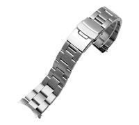 AJASMKLX Bracelet de montre for bouche d'arc adapté for bracelet de montre Casio MDV-106 MDV-107 MDV-106D MTP-VD01 bracelet en métal en acier inoxydable for hommes bracelet noir 22mm(Three beads Silve